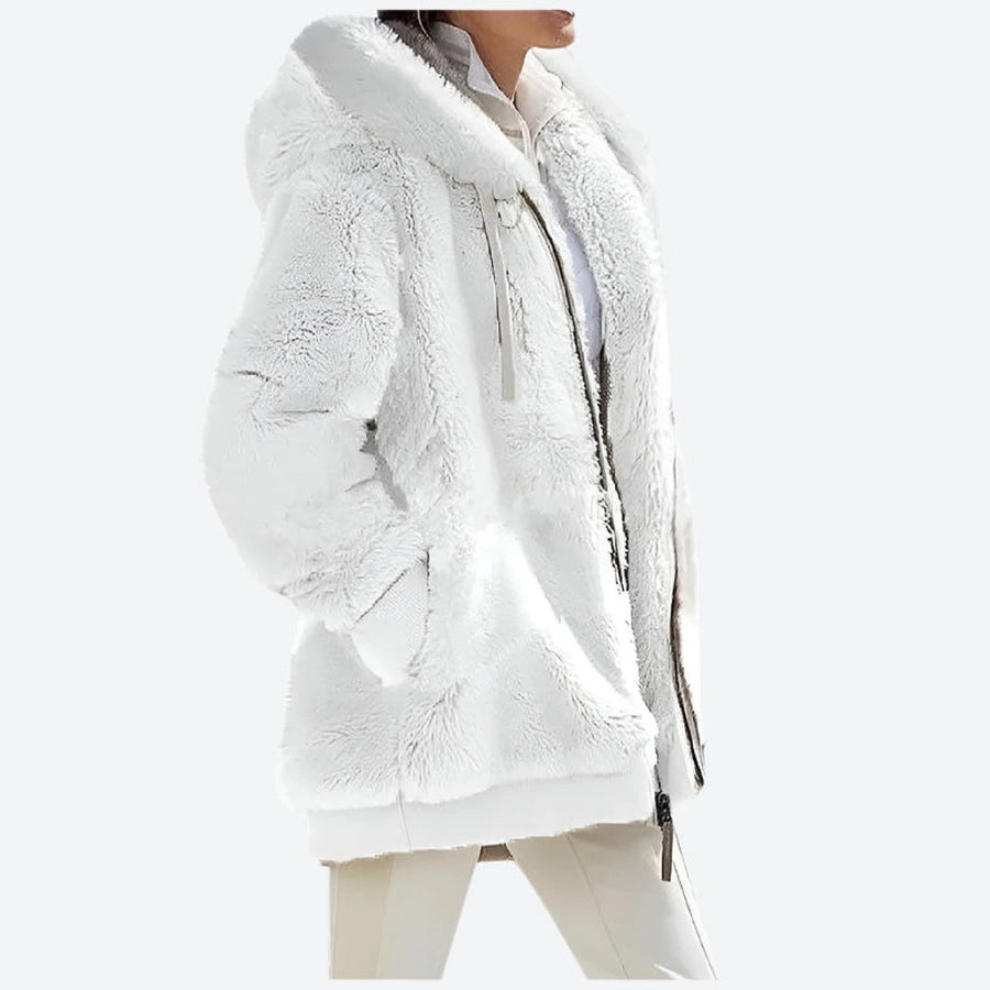 Faux Fur Hooded Zippered Winter Jackets