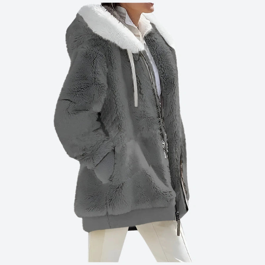 Faux Fur Hooded Zippered Winter Jackets