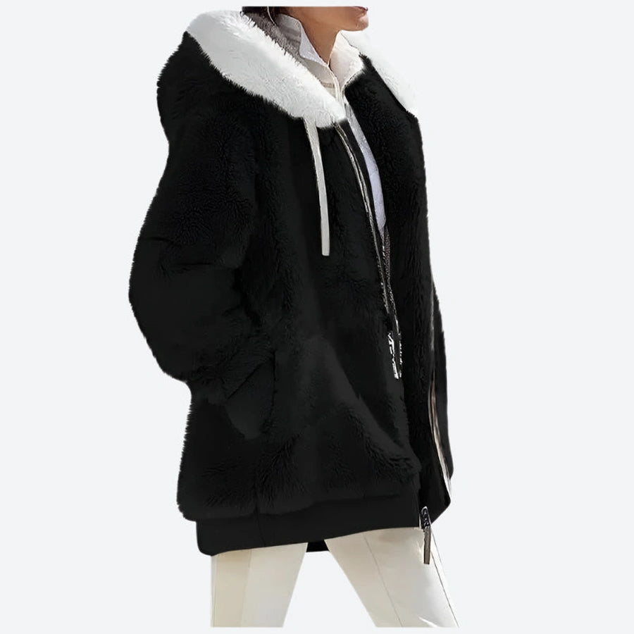 Faux Fur Hooded Zippered Winter Jackets