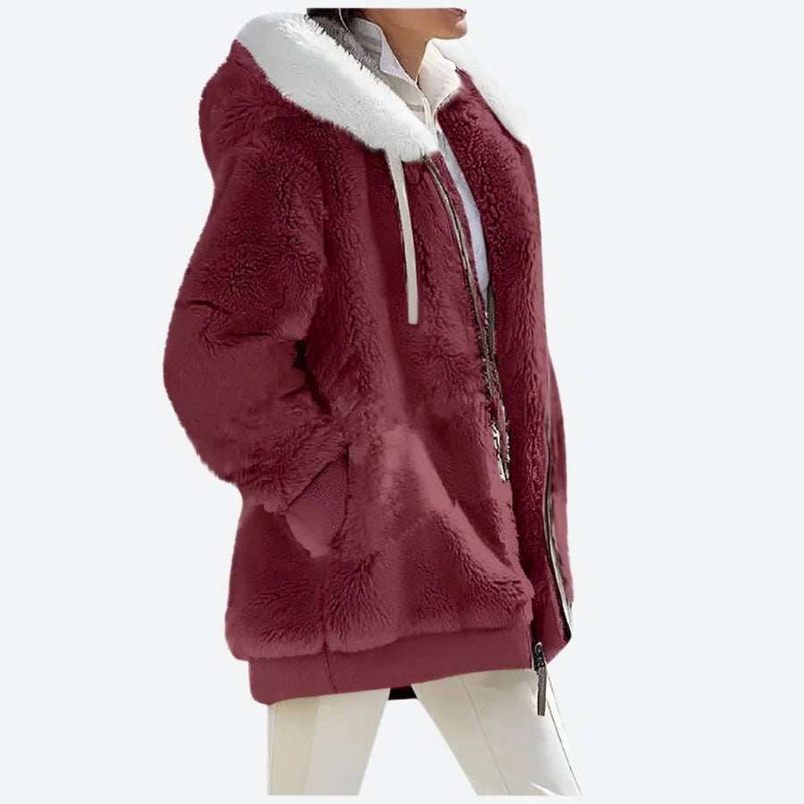 Faux Fur Hooded Zippered Winter Jackets