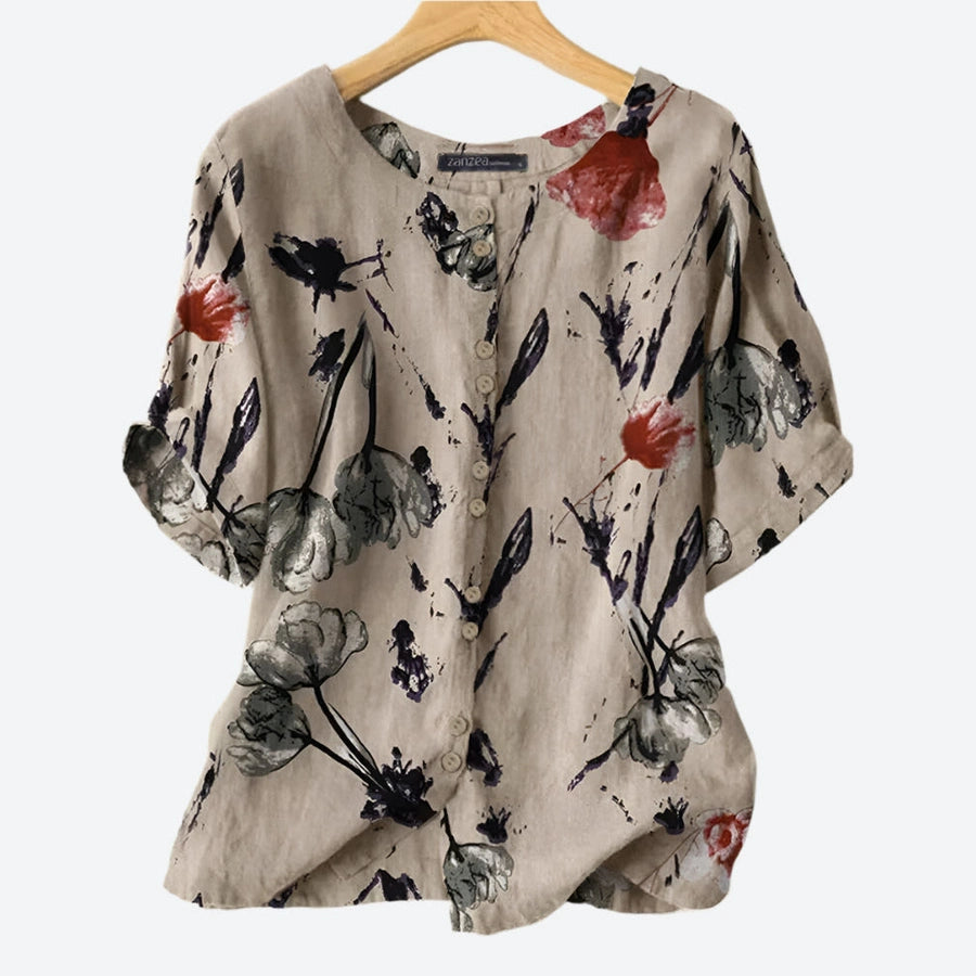 Floral Button-Down Casual Summer Blouses