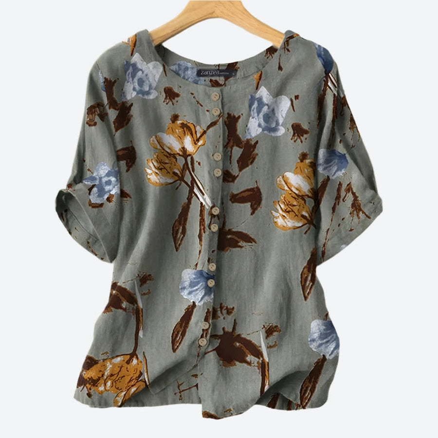 Floral Button-Down Casual Summer Blouses