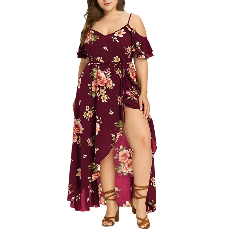 Floral Off-Shoulder Wrap Maxi Dresses