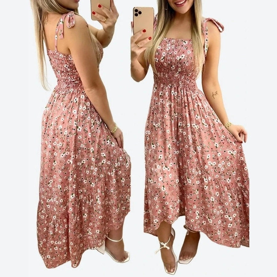 Floral Smocked Sundress with Tie Straps