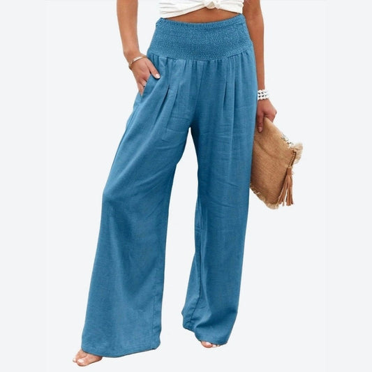 Flowing Wide-Leg High-Waist Casual Pants