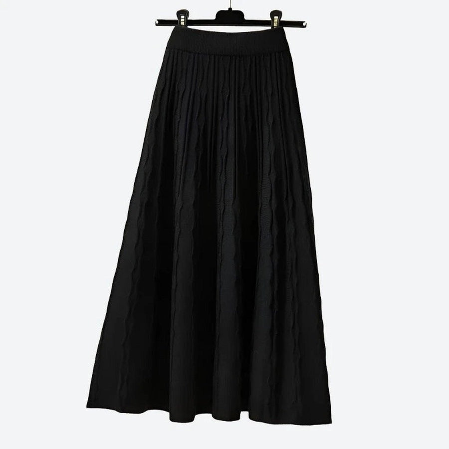 Flowy Cable-Knit Maxi Skirts