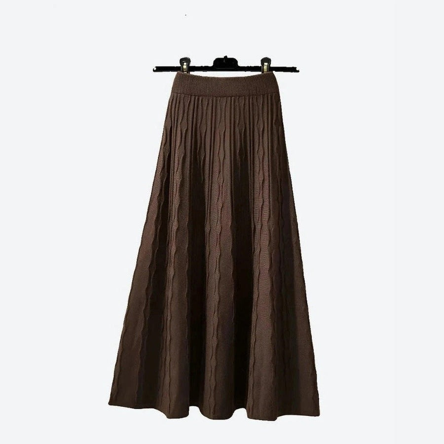 Flowy Cable-Knit Maxi Skirts