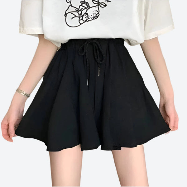 Flowy Elastic Waist Drawstring Skirts