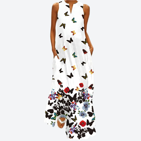 Flowy Sleeveless Printed Maxi Dresses