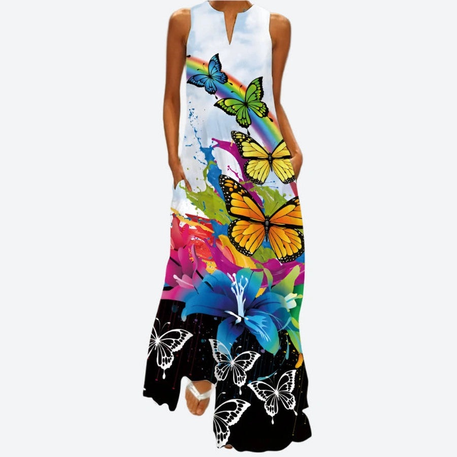 Flowy Sleeveless Printed Maxi Dresses