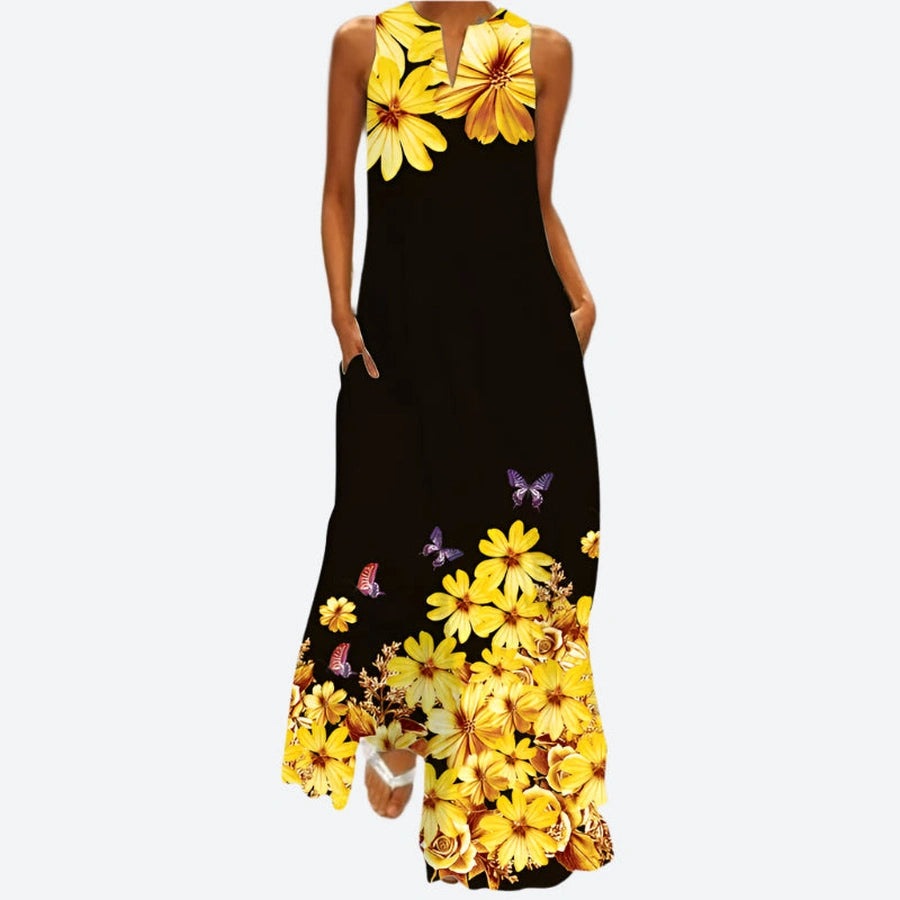 Flowy Sleeveless Printed Maxi Dresses