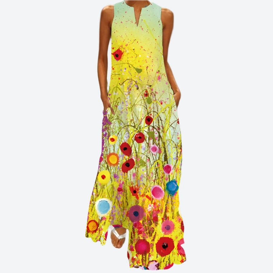 Flowy Sleeveless Printed Maxi Dresses