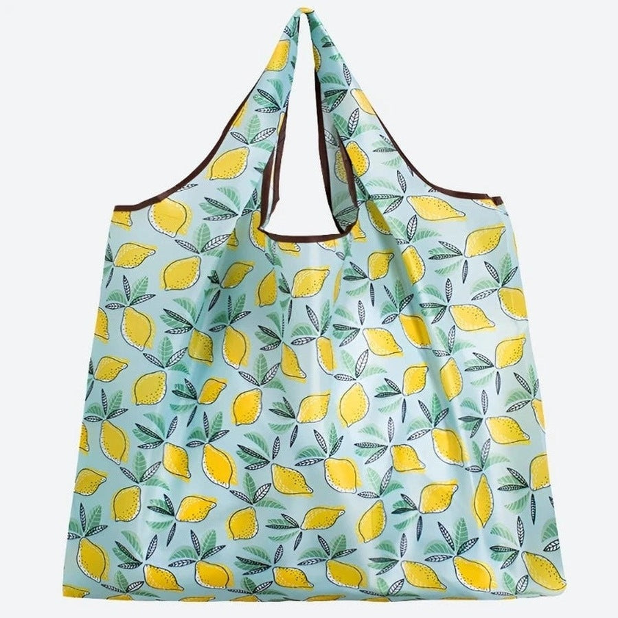 Foldable Lemon Print Shopping Bags