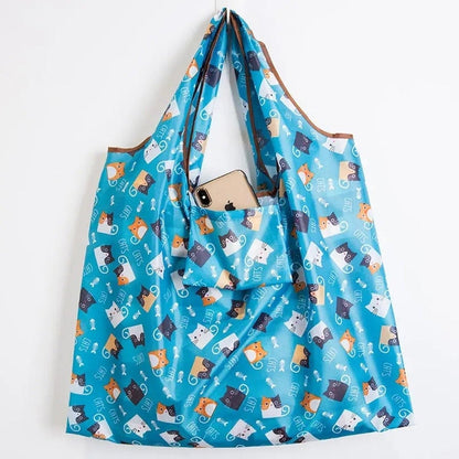 Foldable Lemon Print Shopping Bags