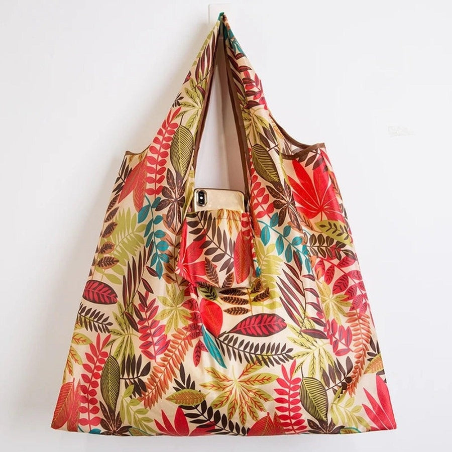 Foldable Lemon Print Shopping Bags