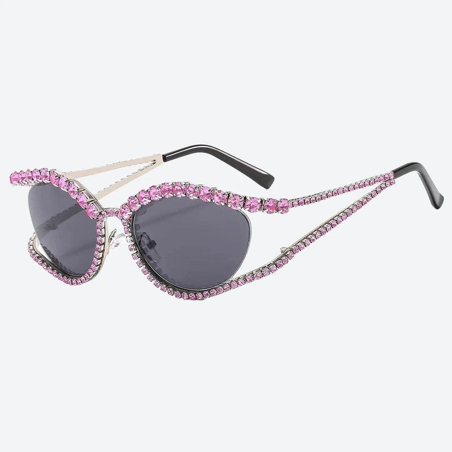 Glamorous Rhinestone-Embellished Cat-Eye Sunglasses