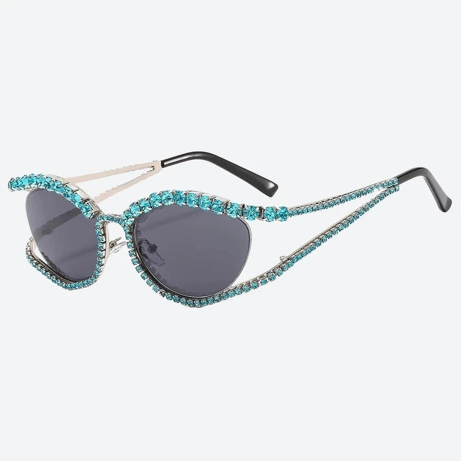 Glamorous Rhinestone-Embellished Cat-Eye Sunglasses