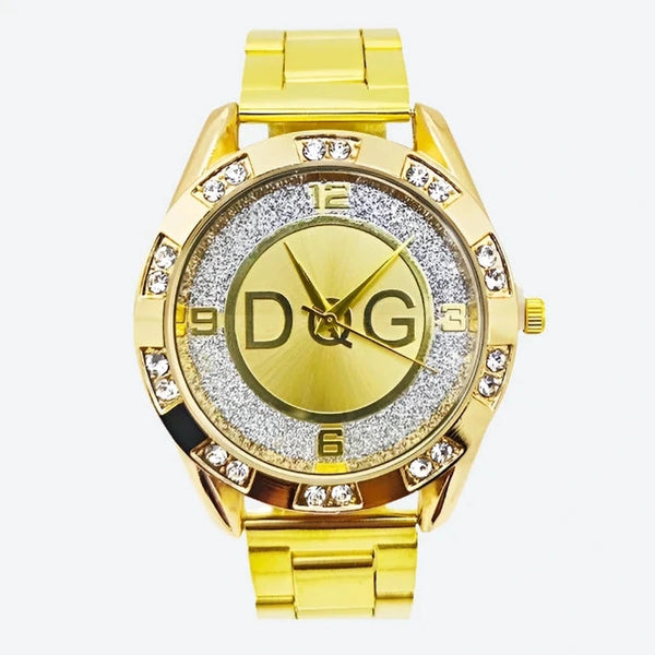 Gold Mesh Rhinestone Quartz Watches