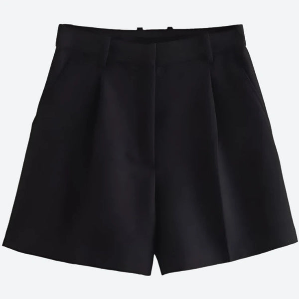 High-Waist Pleated Tailored Shorts