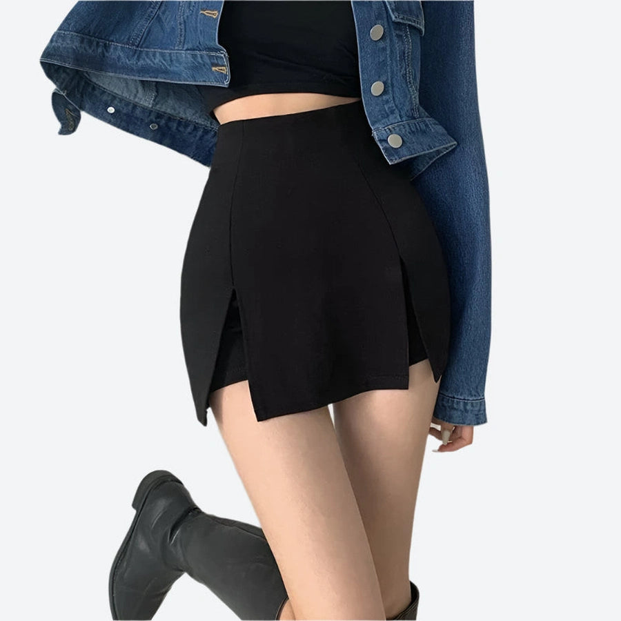 High-Waist Split Hem Mini Skirts