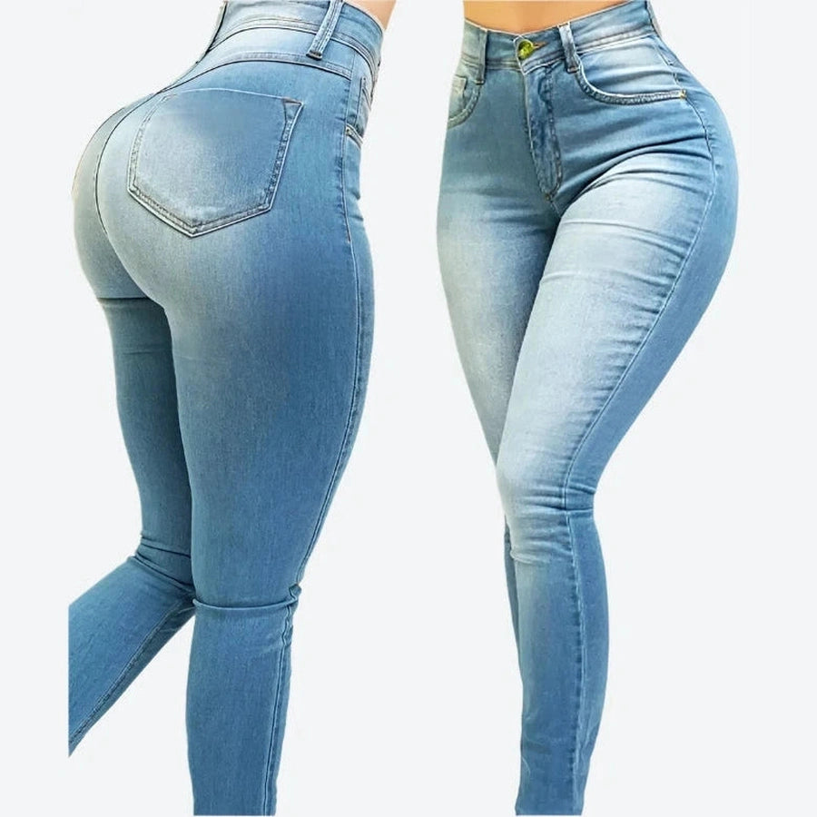 High-Waisted Stretchy Skinny Denim Jeans