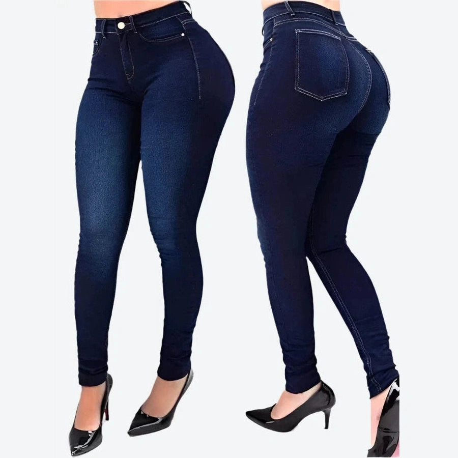 High-Waisted Stretchy Skinny Denim Jeans