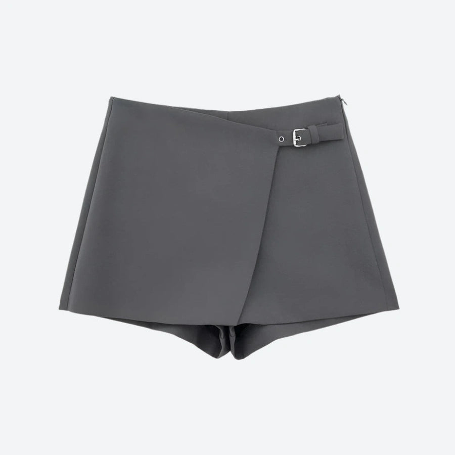 High-Waisted Wrap-Style Tailored Skorts