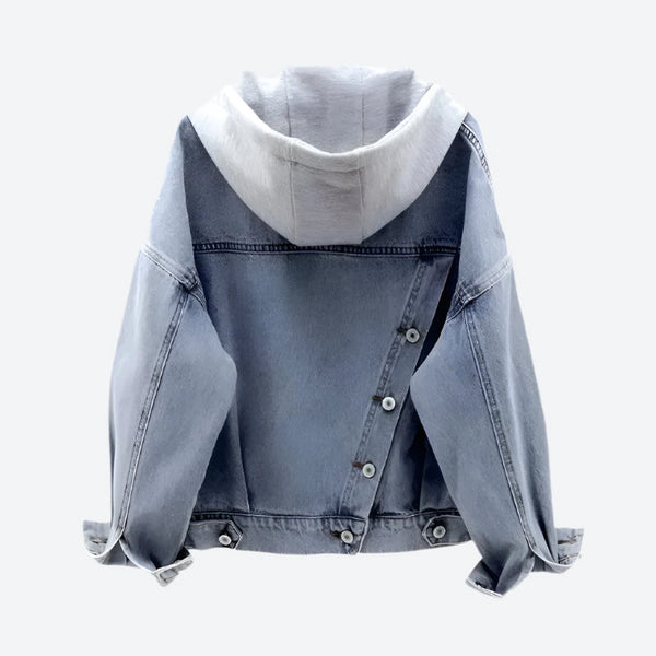 Hooded Asymmetric Oversized Denim Jackets