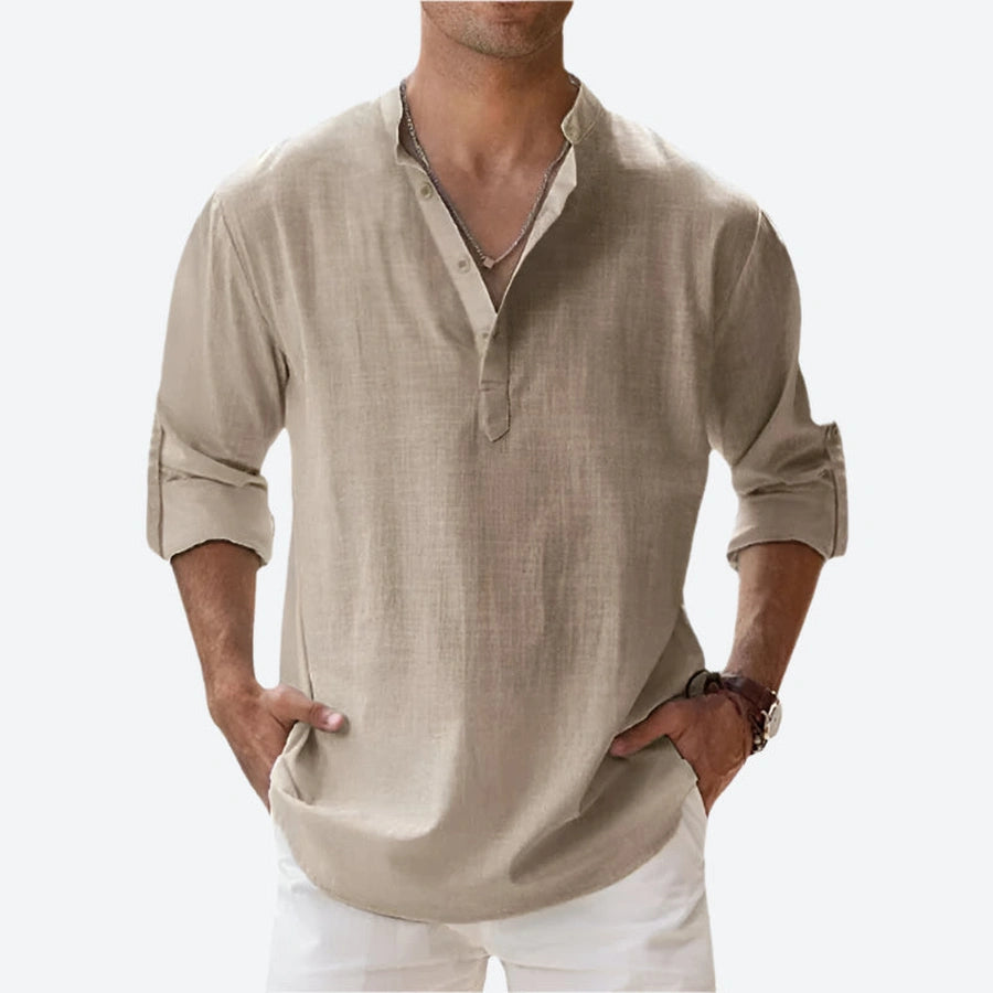 Lightweight Casual V-Neck Linen Shirts