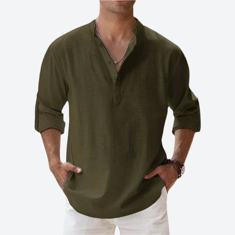 Lightweight Casual V-Neck Linen Shirts