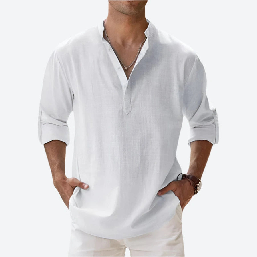 Lightweight Casual V-Neck Linen Shirts