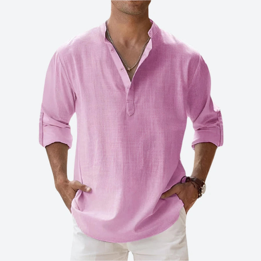 Lightweight Casual V-Neck Linen Shirts