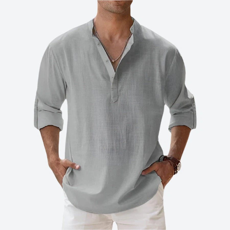 Lightweight Casual V-Neck Linen Shirts