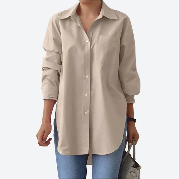 Loose Long-Sleeve Button-Up Shirts