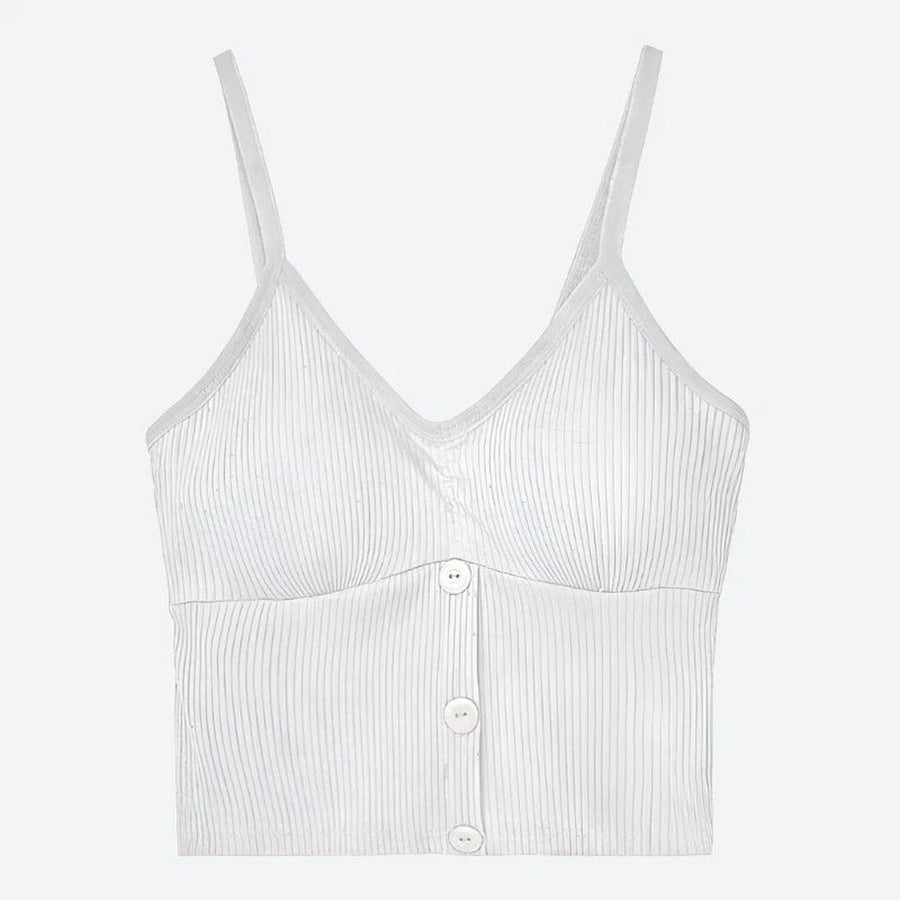 Minimalist Button-Front Spaghetti Strap Tops