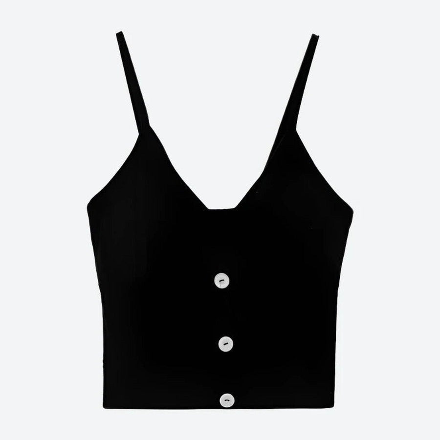 Minimalist Button-Front Spaghetti Strap Tops