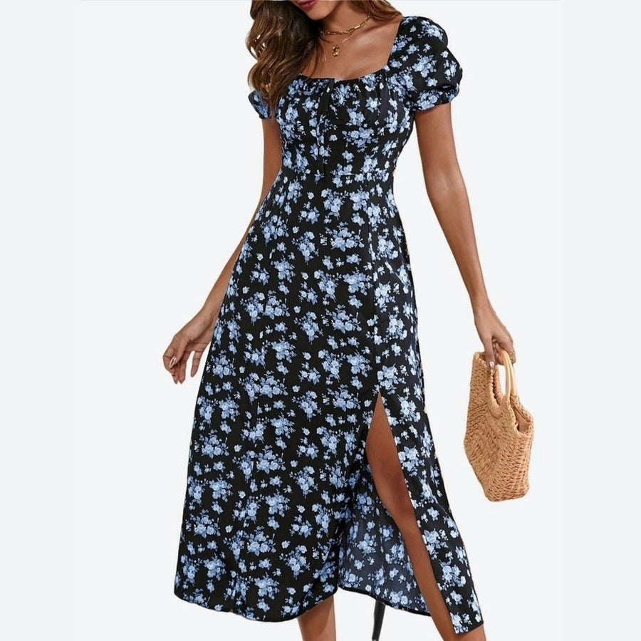 Off-Shoulder Floral Print Maxi Dresses