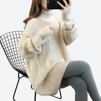 Oversized Cable Knit Turtleneck Sweaters