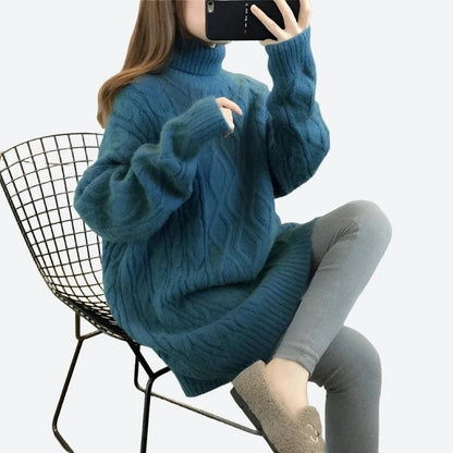 Oversized Cable Knit Turtleneck Sweaters