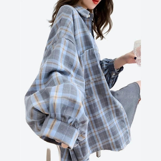 Oversized Lightweight Plaid Cotton Shirts