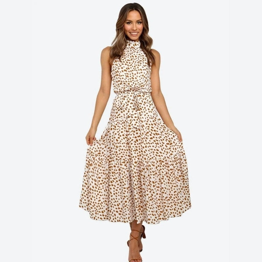 Polka Dot Halter Neck Midi Dresses