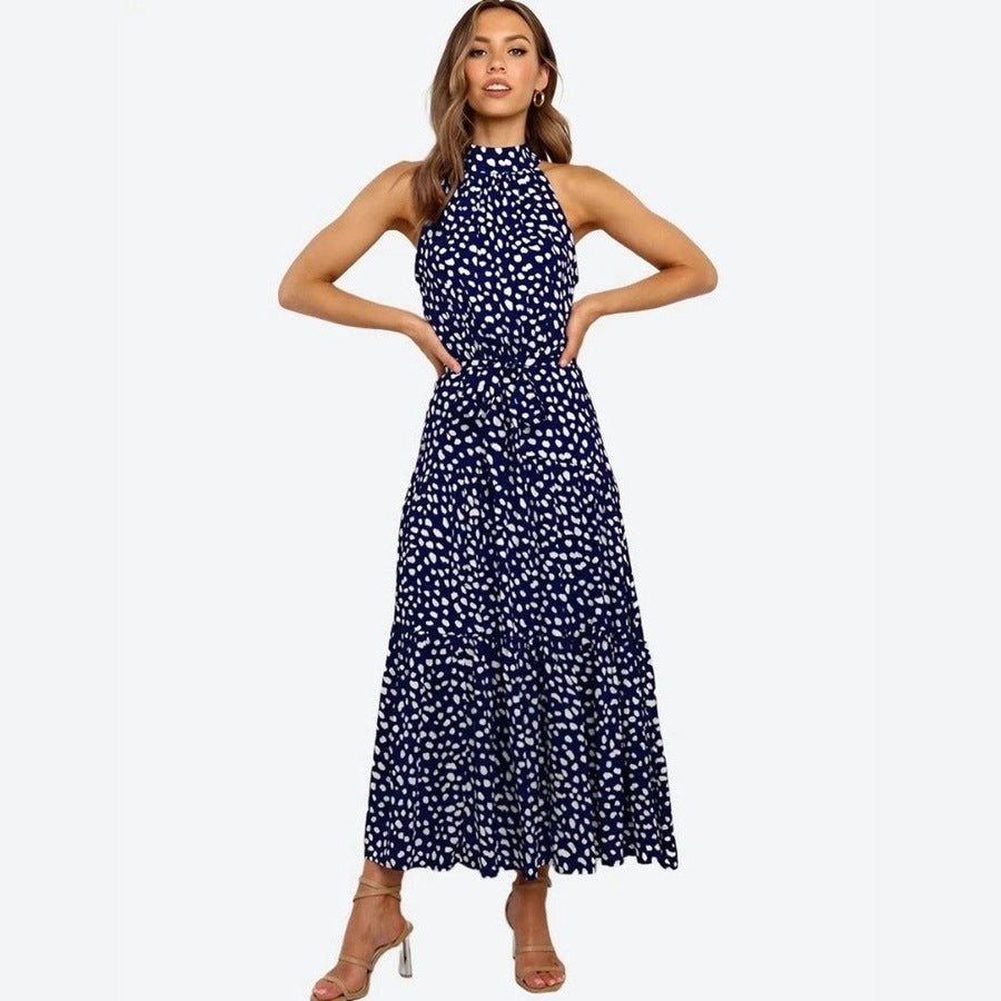 Polka Dot Halter Neck Midi Dresses