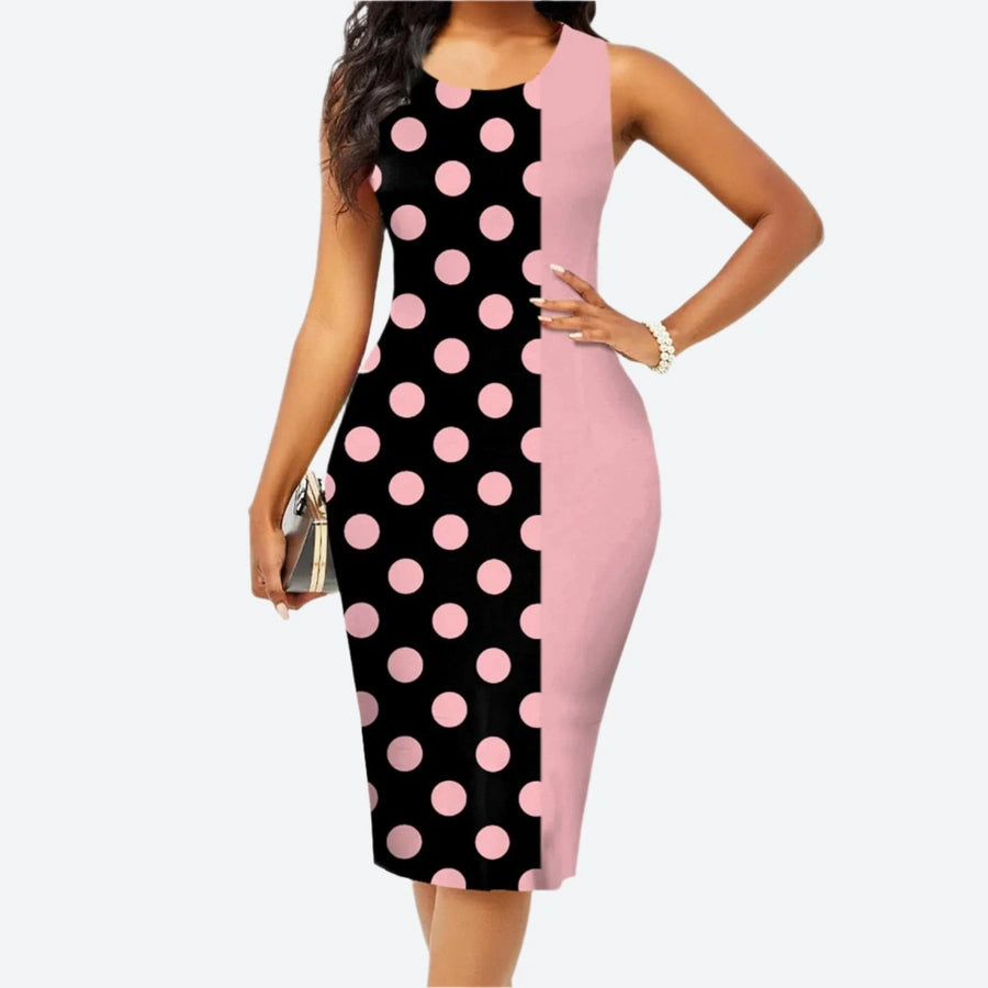 Polka Dot Sleeveless Bodycon Dresses