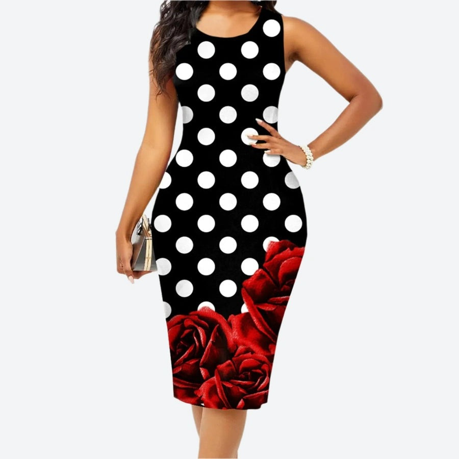 Polka Dot Sleeveless Bodycon Dresses