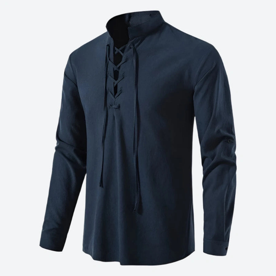 Regular Fit Medieval Lace-Up Tunic Shirts