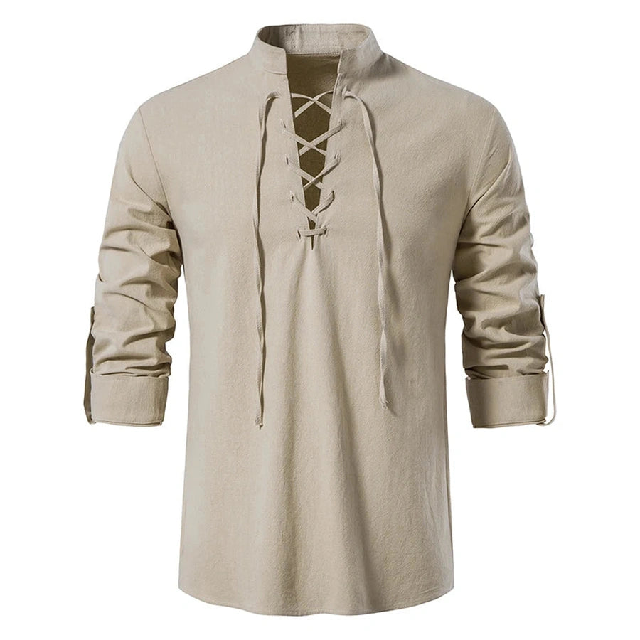 Regular Fit Medieval Lace-Up Tunic Shirts