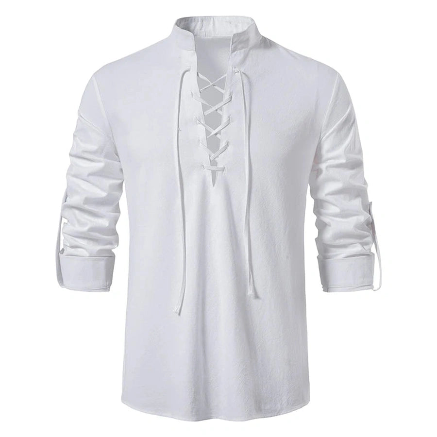 Regular Fit Medieval Lace-Up Tunic Shirts