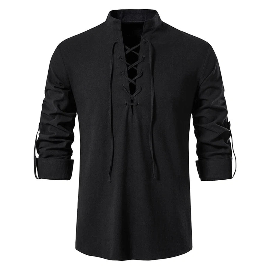 Regular Fit Medieval Lace-Up Tunic Shirts