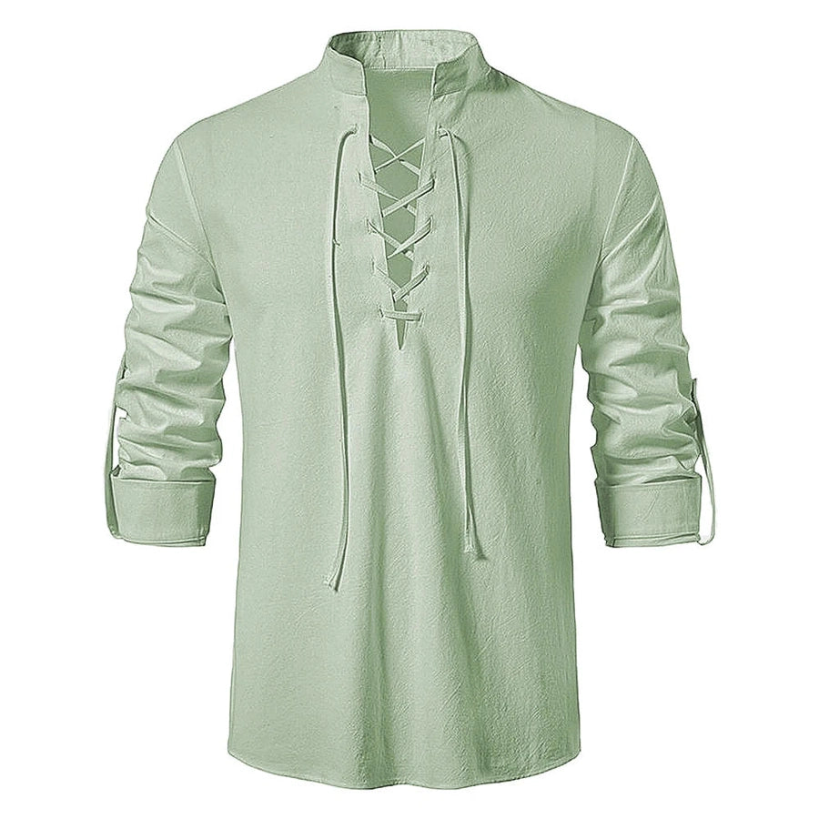 Regular Fit Medieval Lace-Up Tunic Shirts