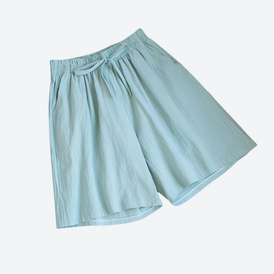 Relaxed Drawstring Lightweight Cotton Shorts